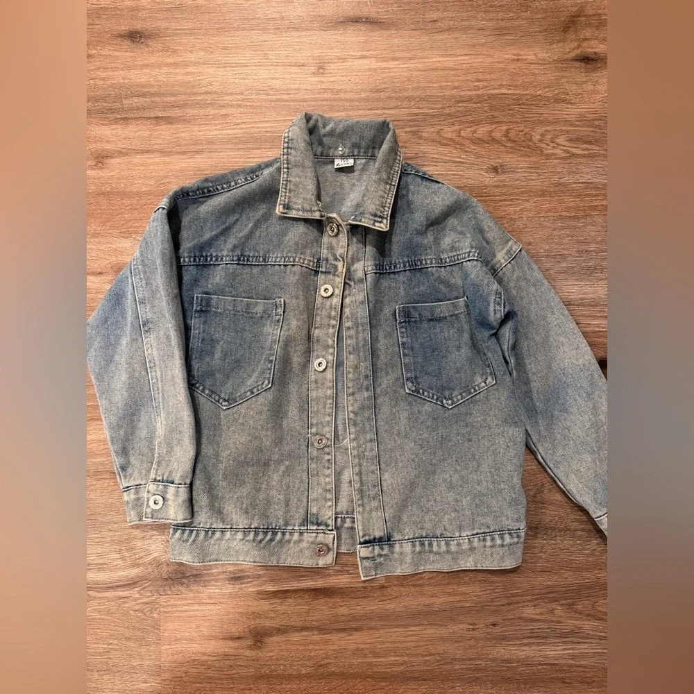 Girls Sequin Bear Oversized Jean Jacket